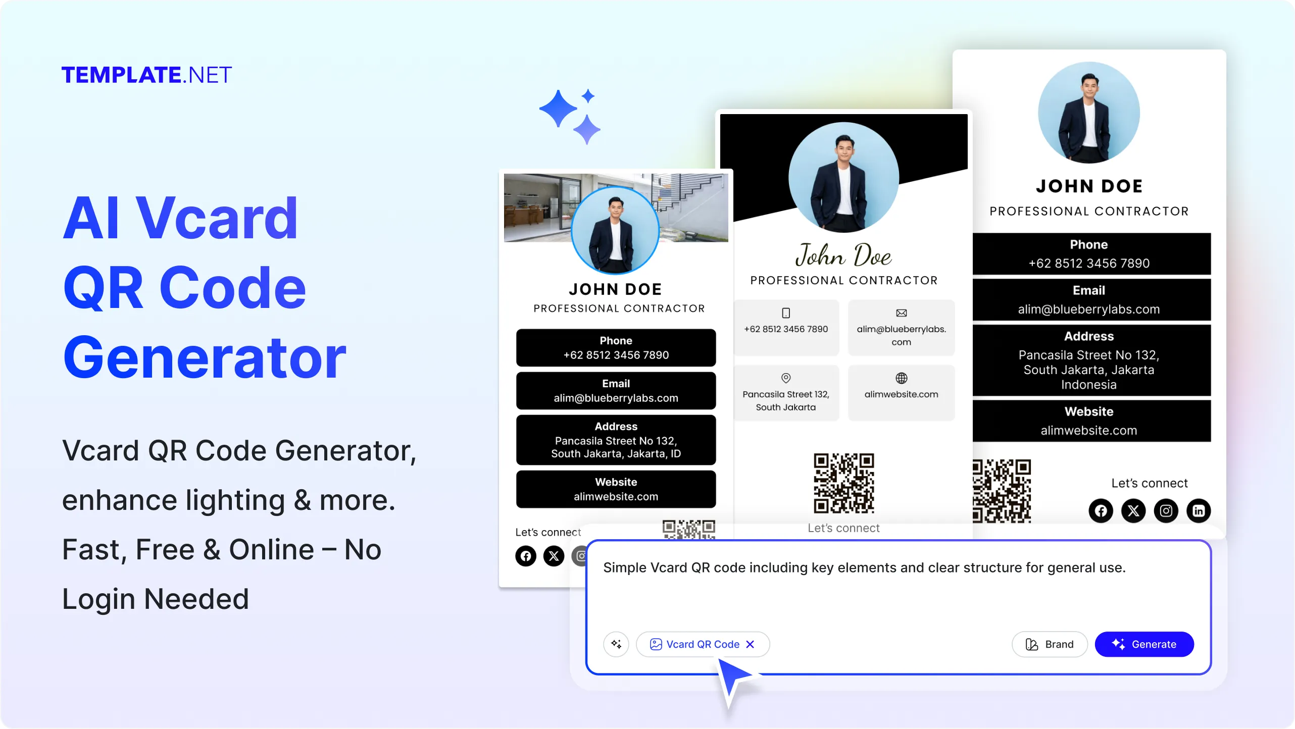 Free AI vCard QR Code Generator, Free Digital Business Card Maker Online